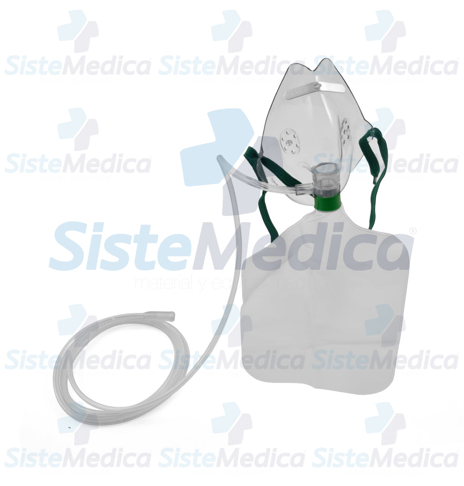 Mascarilla para oxigeno de alta concentración adulto con reservorio