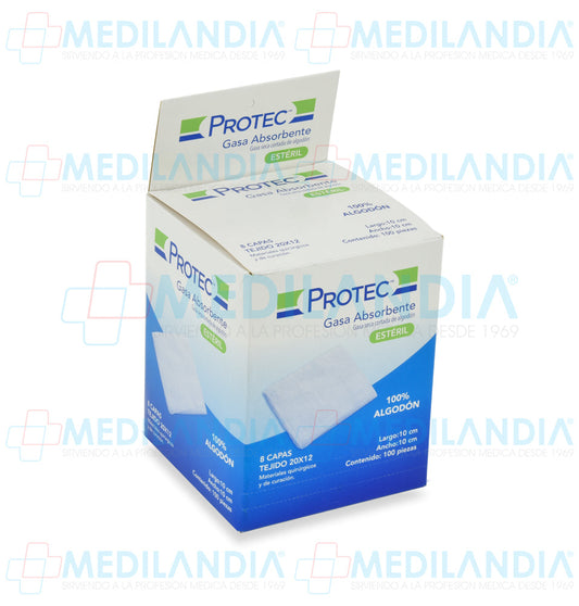 Gasa absorbente estéril 10 x 10 cm caja con 100 piezas