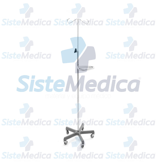 Porta sueros con agarradera, base de fierro fundido