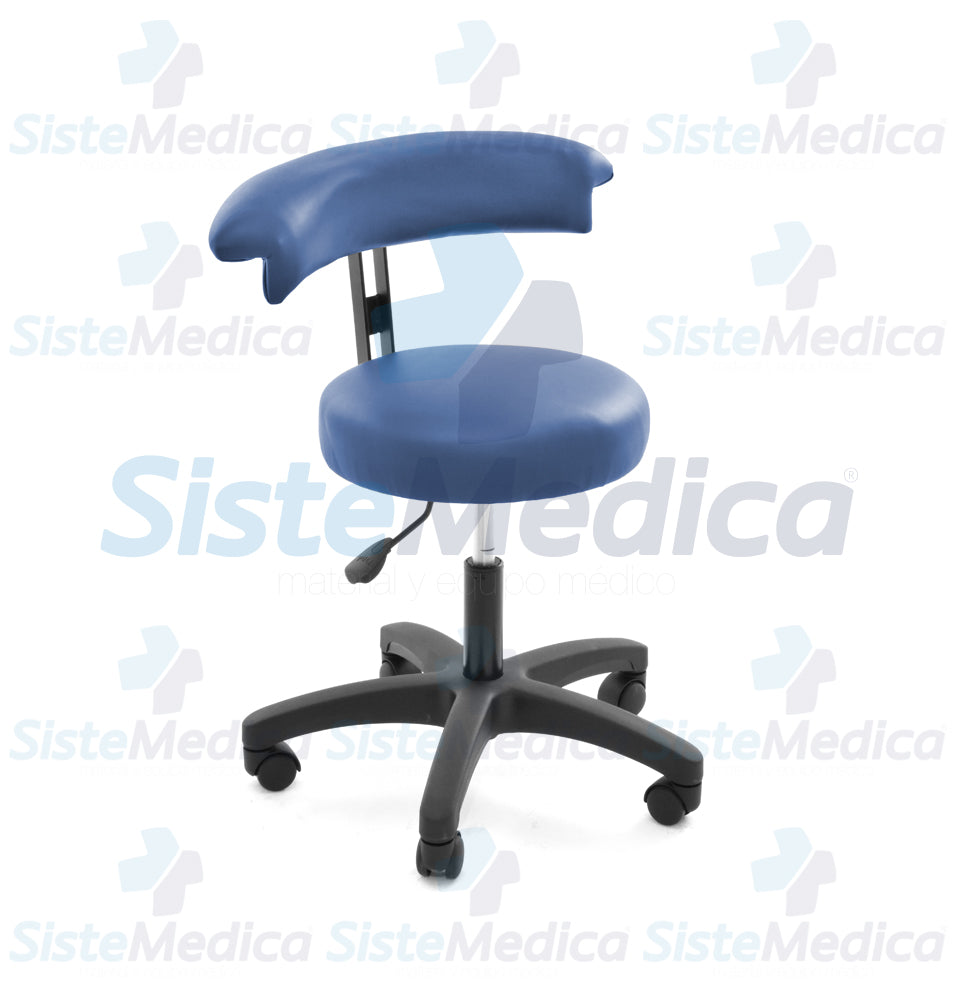 Banco giratorio neumático con ruedas con asiento y respaldo en “T” tapizados