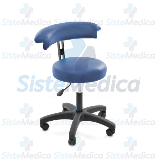 Banco giratorio neumático con ruedas con asiento y respaldo en “T” tapizados