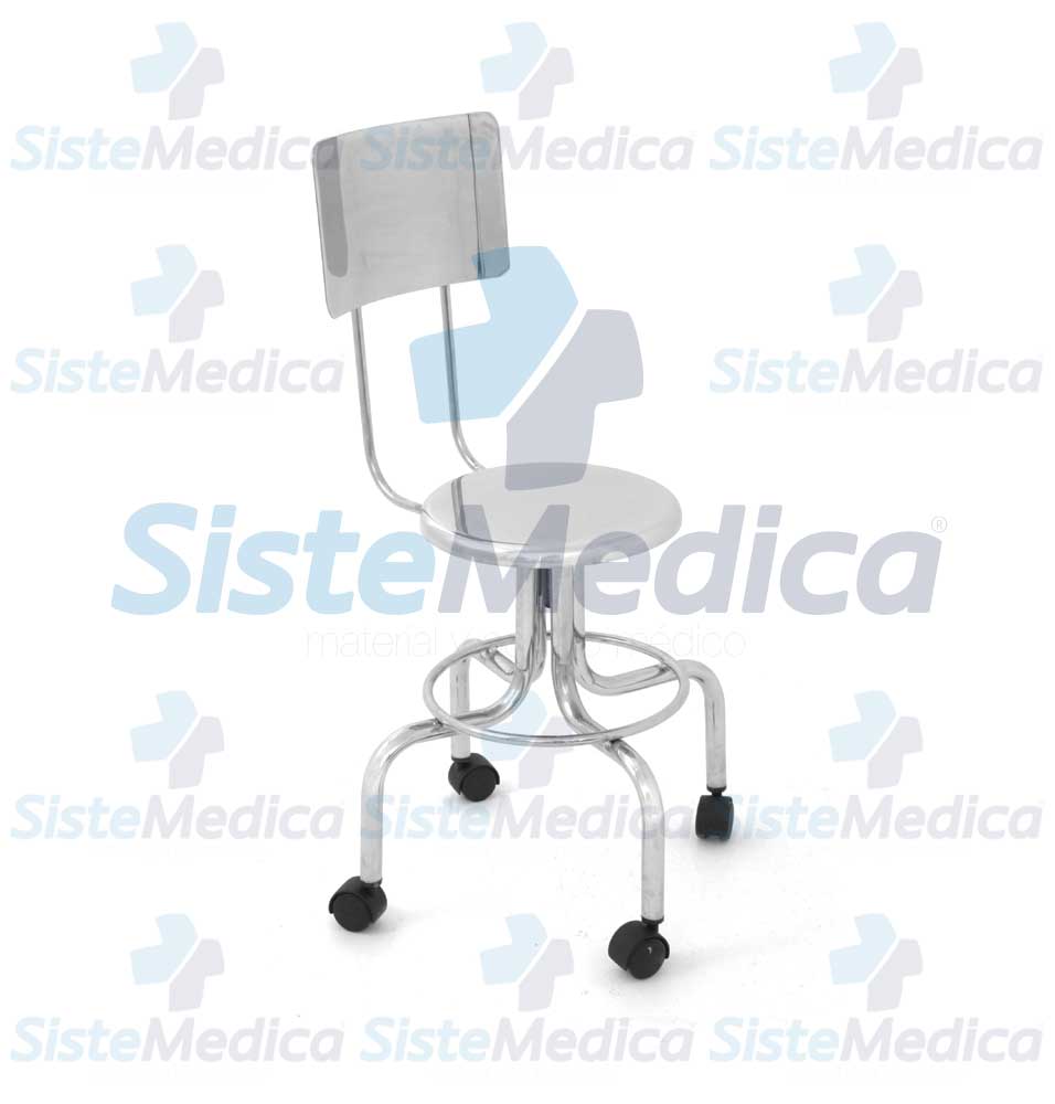 Banco giratorio con ruedas y respaldo