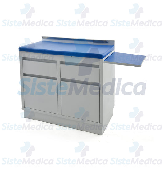 Mesa de exploración pediátrica con gabinete