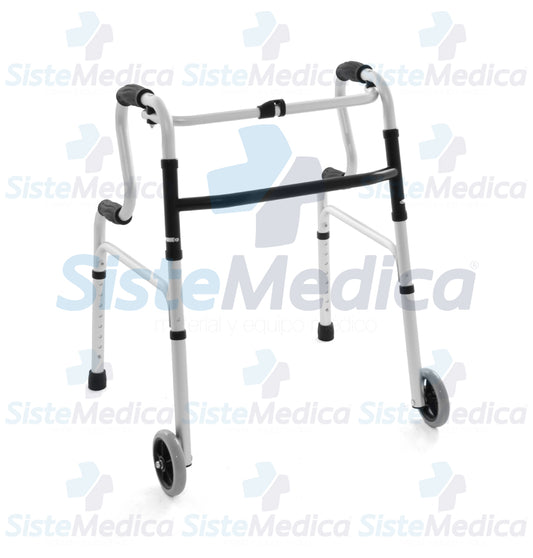 Andadera doble apoyo con ruedas 5” altura ajustable a 8 niveles (79 - 90 cm)