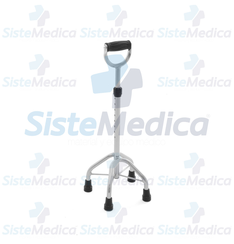 Bastón 4 apoyos mango tipo remo altura ajustable a 10 niveles (72 - 92 cm)