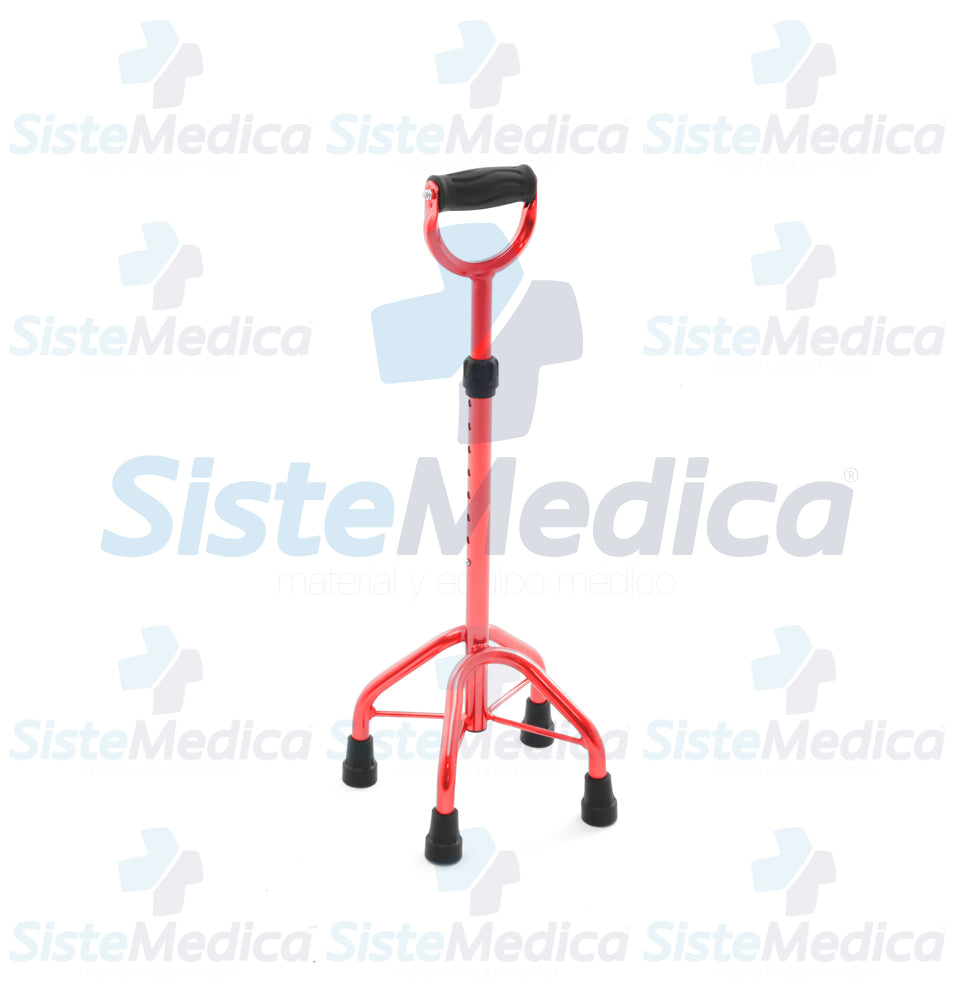 Bastón 4 apoyos mango tipo remo altura ajustable a 10 niveles (72 - 92 cm)
