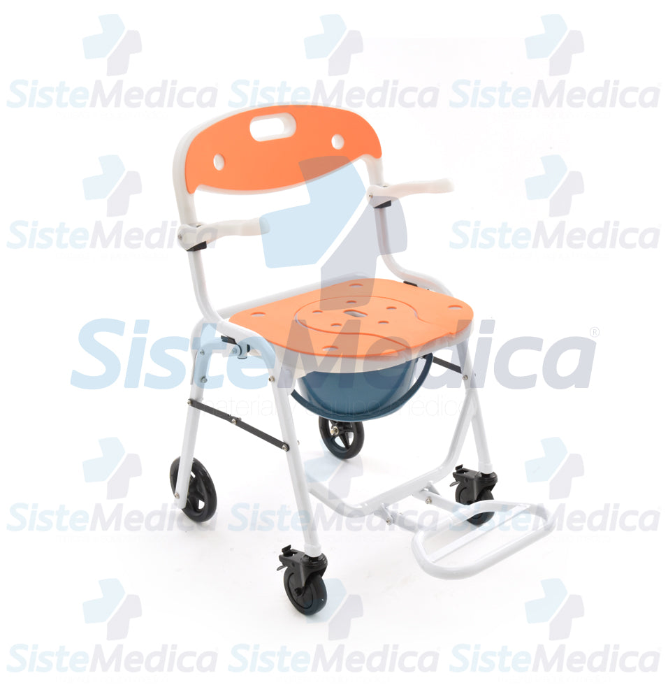 Silla ducha de aluminio con cómodo ruedas y descansa pies