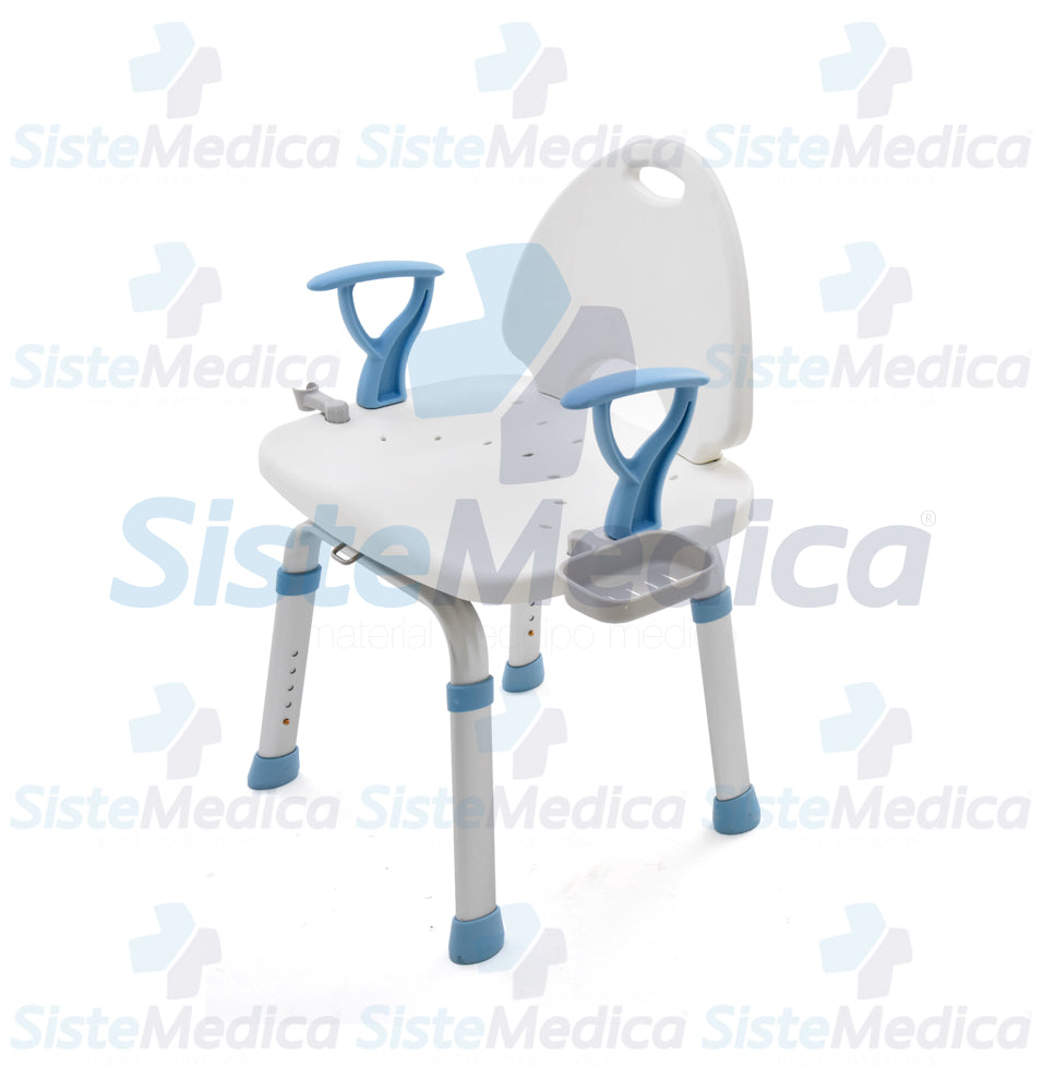 Silla ducha de aluminio rotatoria con descansabrazo