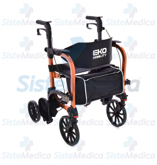 Andadera rollator de aluminio plegable con descansa pies