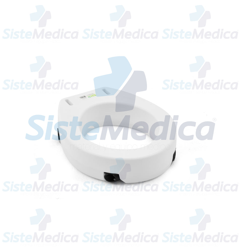 Aumento para asiento de baño (WC) de 4” con agarraderas desmontables