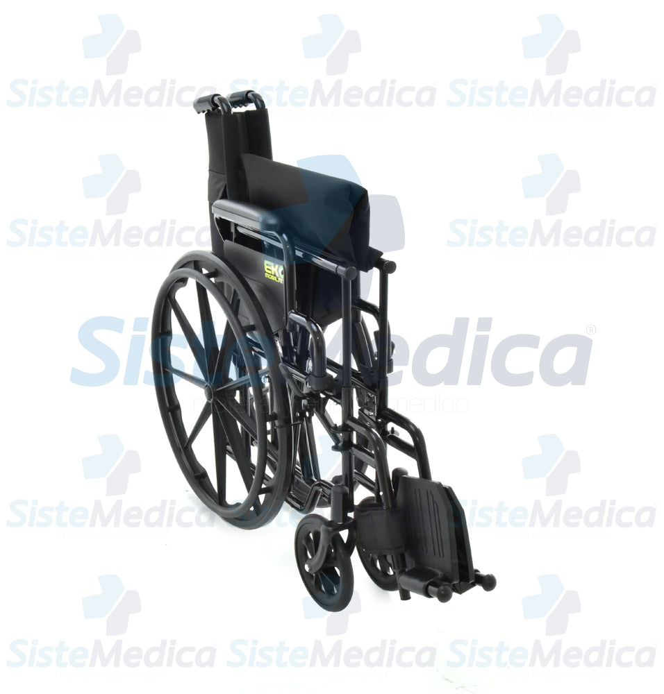 Silla de ruedas esmaltada con descansa brazos abatible y descansa pies desmontable asiento de 18” (46 cm)
