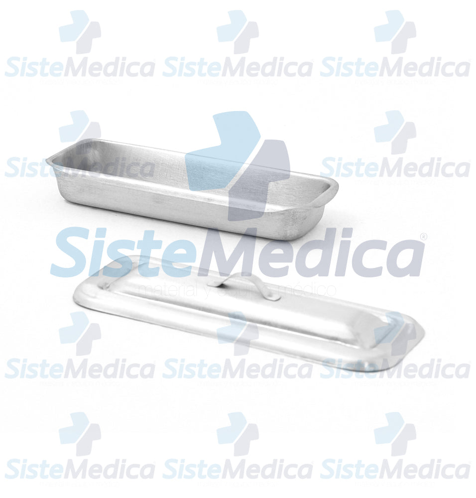 Charola para esterilización con tapa 3.5 x 21.5 x 8.0 cm
