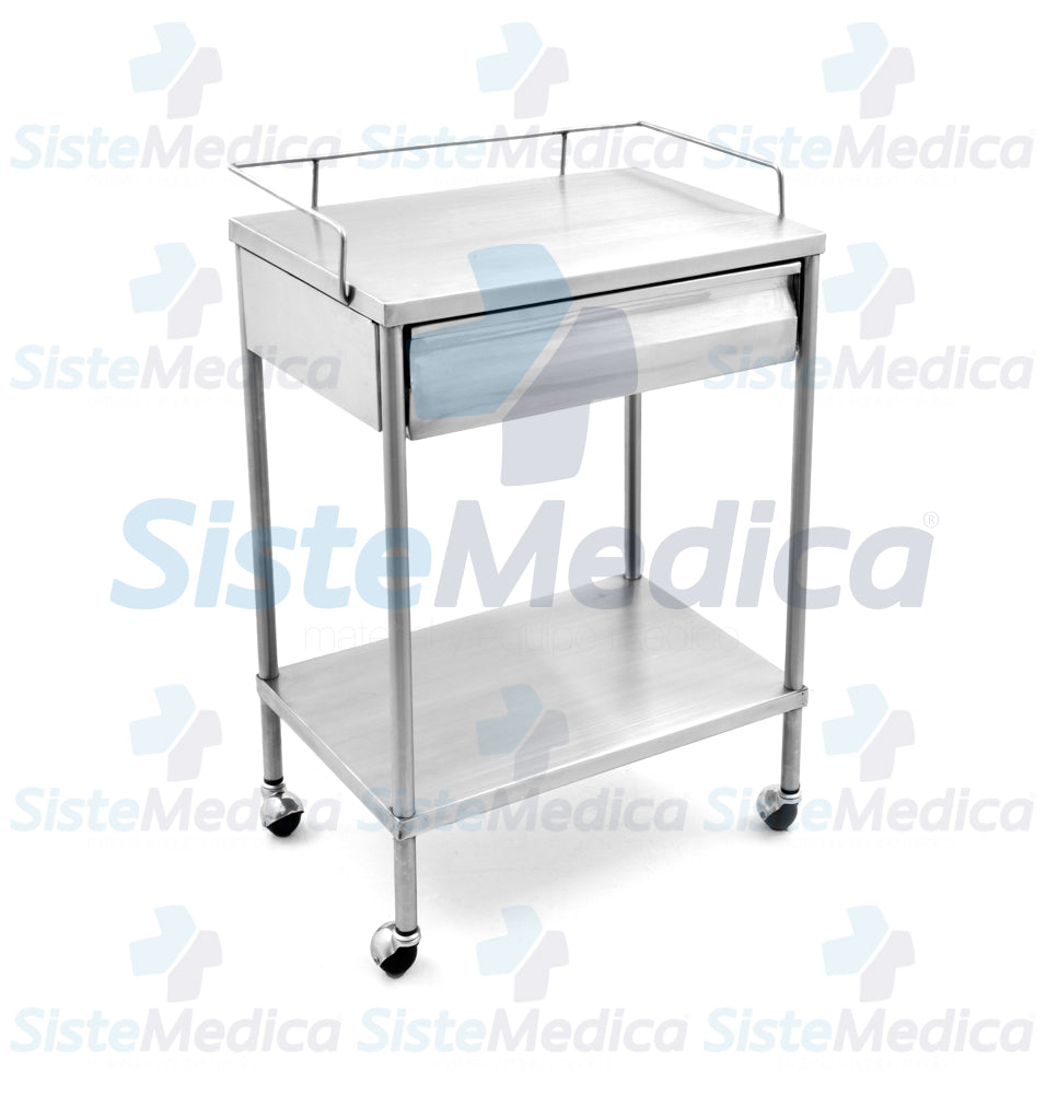 Mesa Pasteur de acero inoxidable con cajón 40 x 60 cm