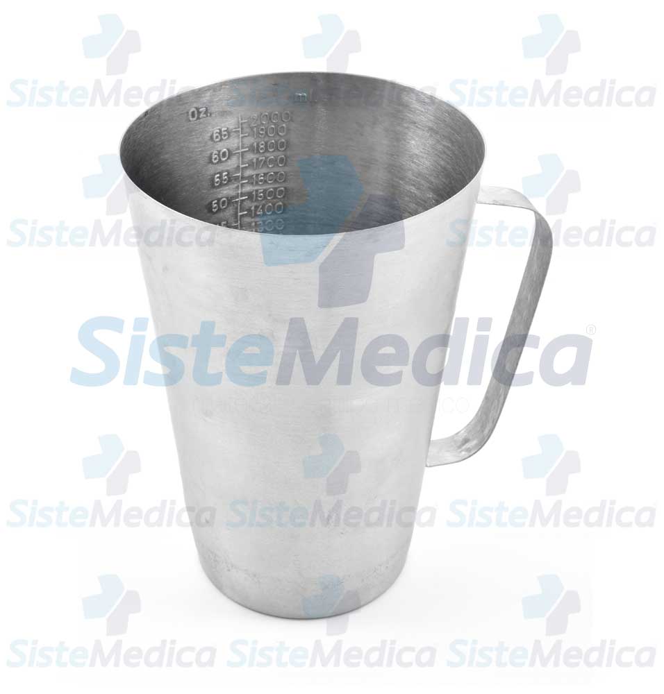 Vaso con graduación de acero inoxidable con asa 2,000 ml / 65 oz