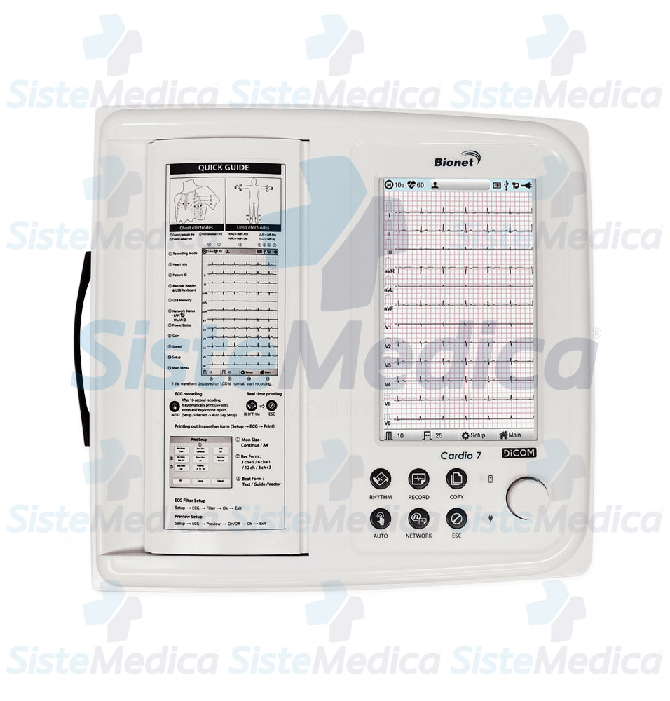 Electro cardiógrafo ECG / EKG de 12 canales con pantalla táctil de 7”