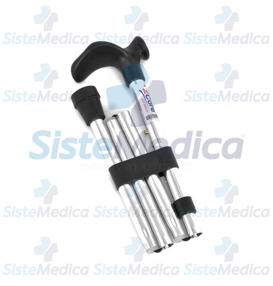 Bastón aluminio plegable ergonomico mano izquierda