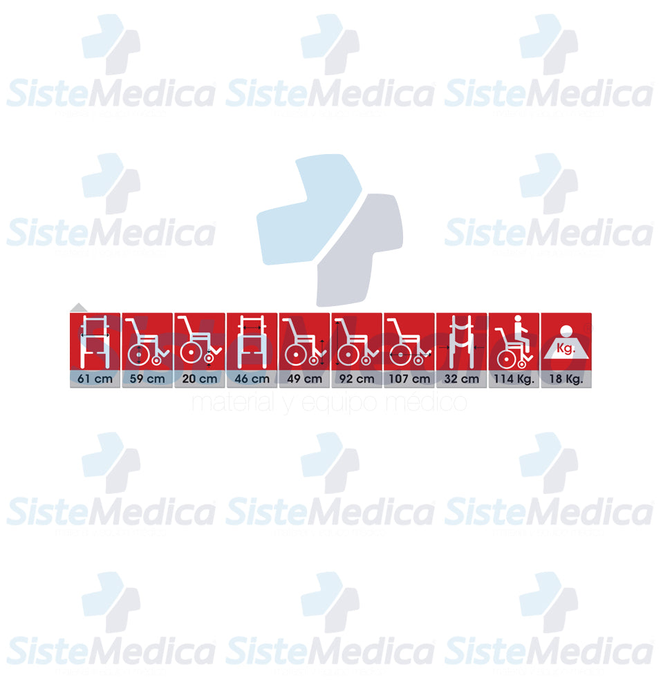 Silla de ruedas esmaltada, con eleva piernas desmontables y descansa brazos cortos abatibles