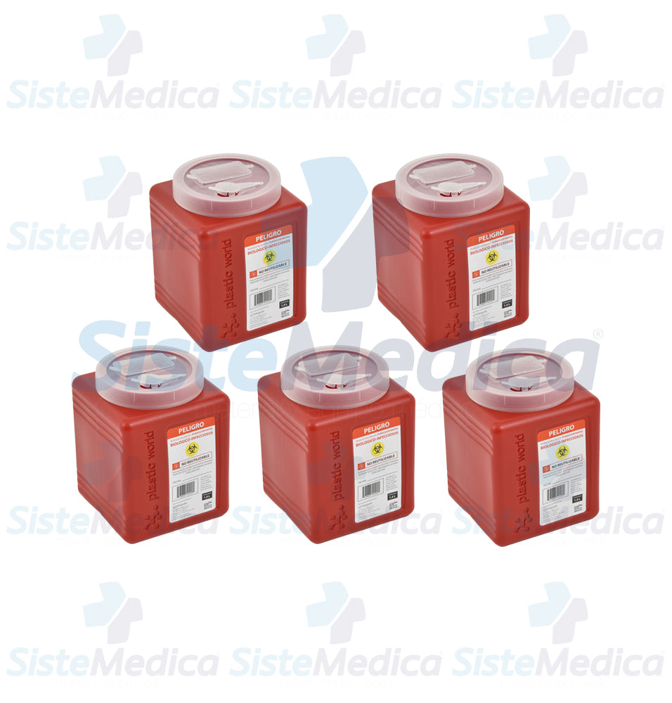 Recolector para punzo cortantes de 1.5 lts paquete de 5 piezas