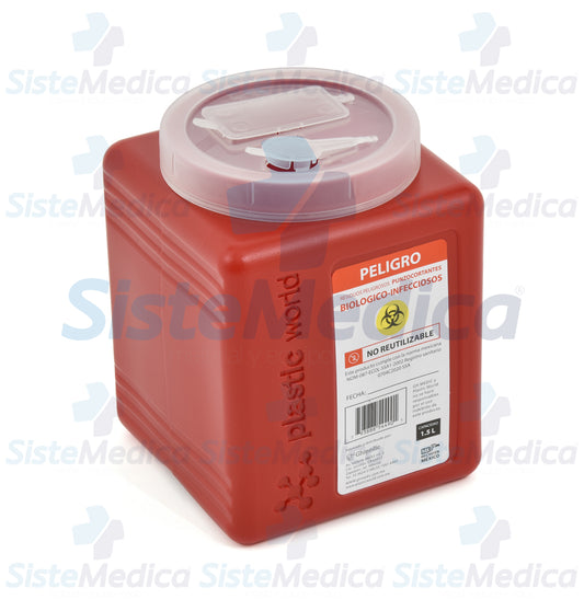 Recolector para punzo cortantes de 1.5 lts paquete de 5 piezas