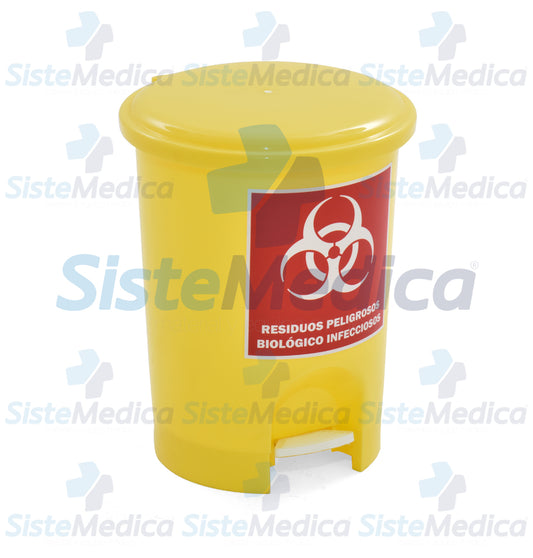 Bote con pedal para a recolección de RPBI amarillo