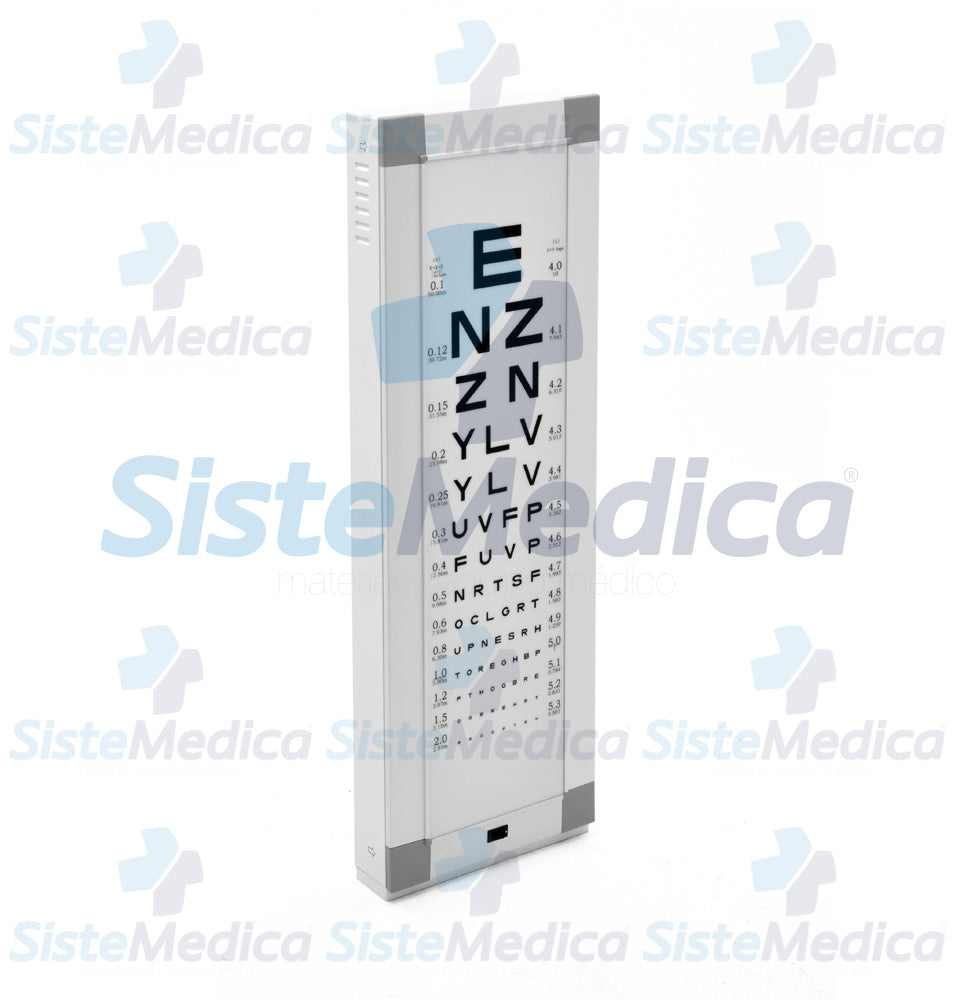 Tabla optometrica con iluminación para examen de la vista