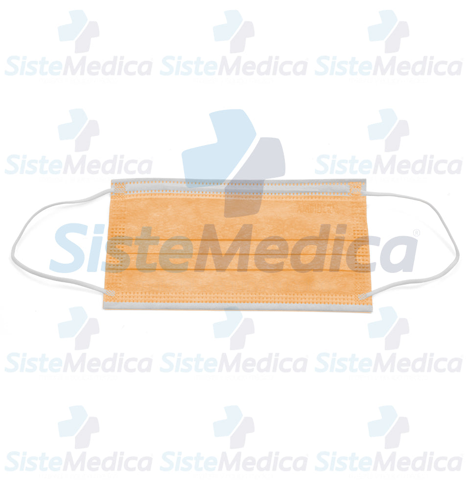 Cubrebocas de 3 pliegues Naranja caja con 50 piezas