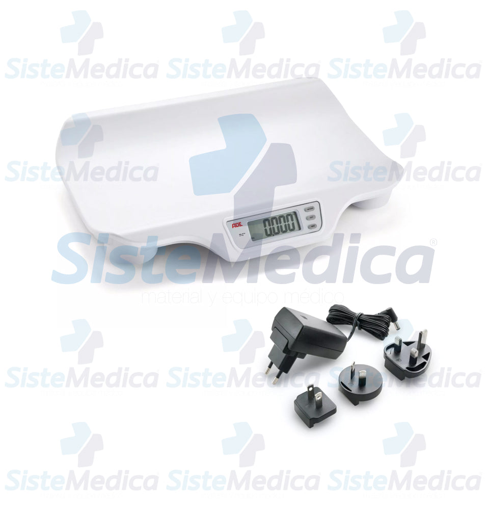 Báscula electrónica para bebés con adaptador para corriente y baterías