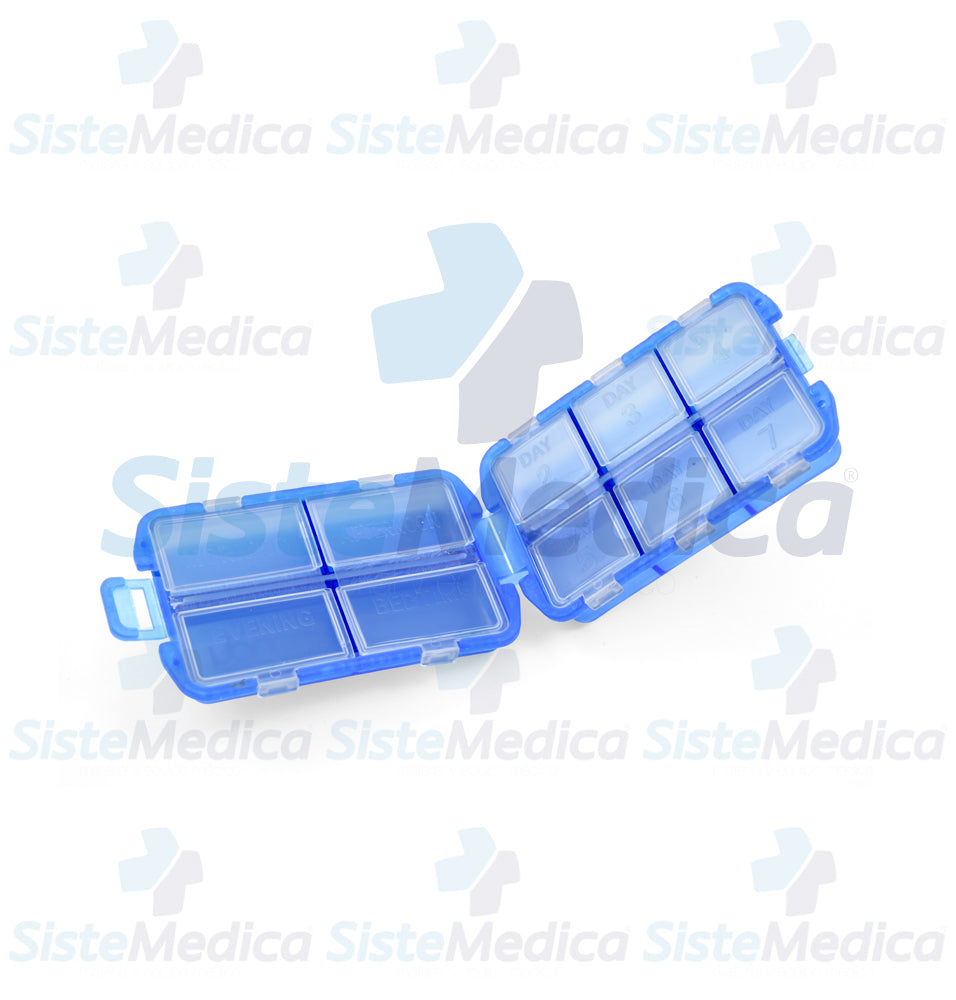 Pastillero organizador tipo caja con 10 compartimientos independientes