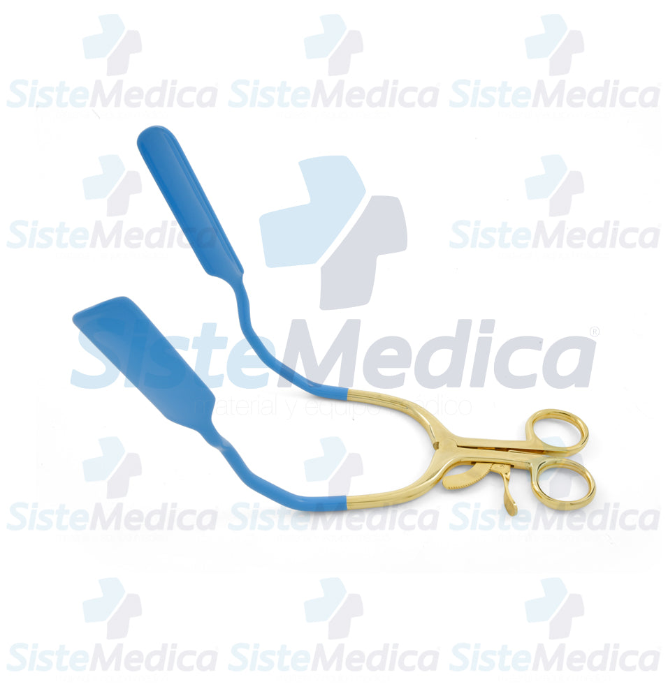 Retractor separador vaginal lateral abierto para electrocirugía mango dorado 32 cm