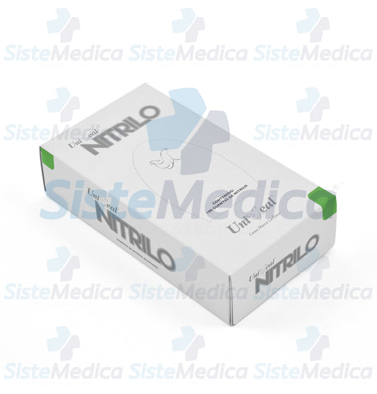 Guantes de nitrilo acabado metálico libre de polvo desechables caja con 100 piezas (50 pares)