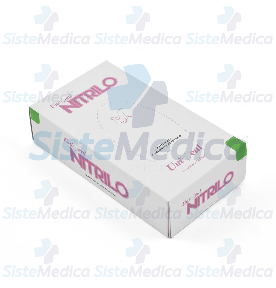 Guantes de nitrilo acabado metálico libre de polvo desechables caja con 100 piezas (50 pares)