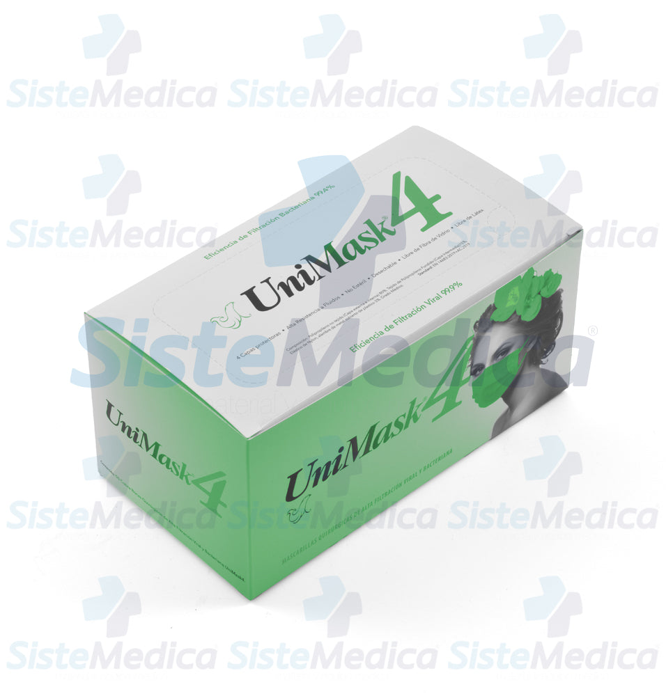 Cubre bocas quirúrgico de 4 capas plisadas caja con 50 piezas