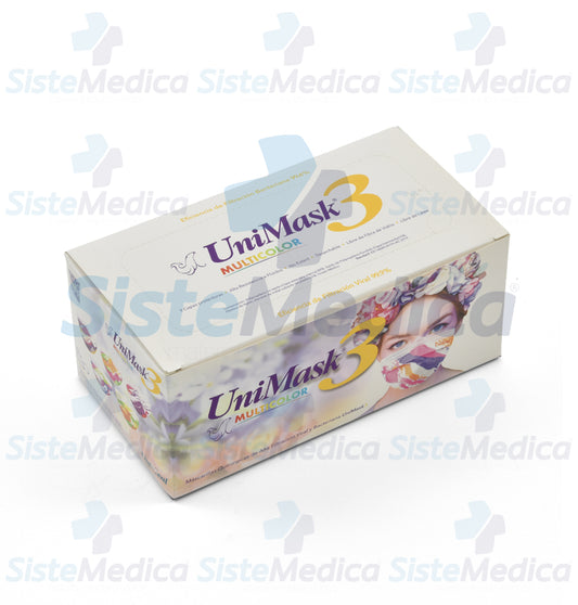 Cubre bocas quirúrgico de 3 capas plisadas múltiples colores caja con 50 piezas
