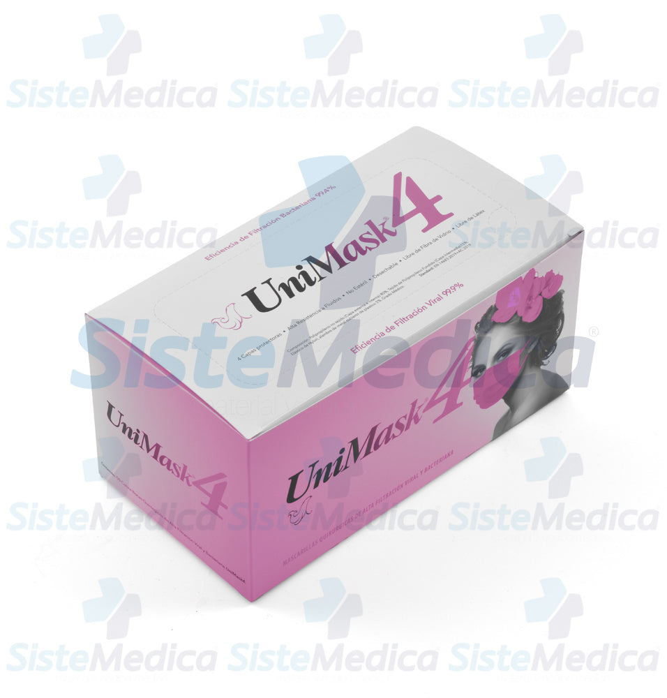 Cubre bocas quirúrgico de 4 capas plisadas caja con 50 piezas