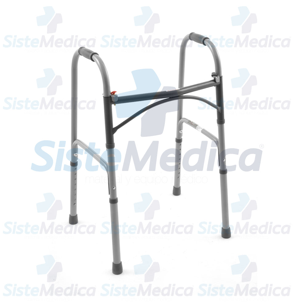 Andadera plegable con 2 botones de aluminio esmaltado altura ajustable a 8 niveles 81 - 99 cm