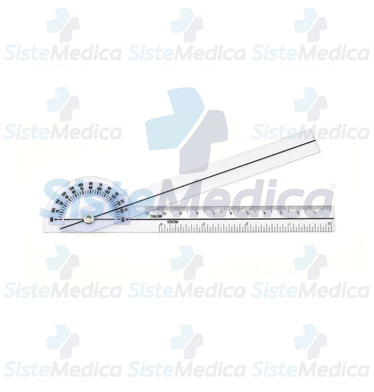 Goniómetro de mano transparente de 180º con 11 cm de largo