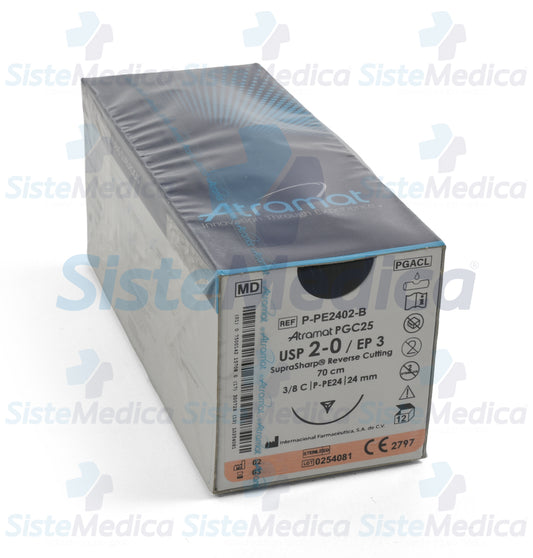 Sutura Poli (glicolida-co-epsilon-caprolactona) (PGC25, Monocryl) incoloro 2 - 0 / EP 3 caja con 12 sobres