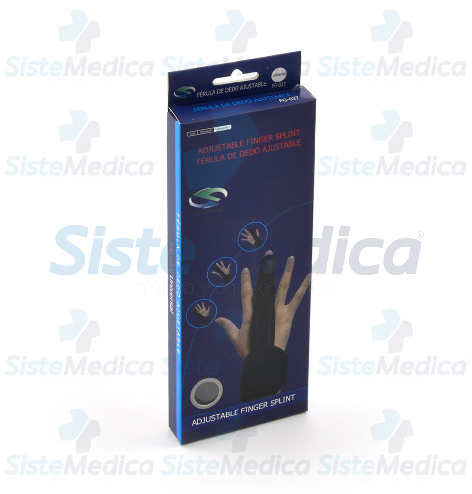 Férula para dedo ajustable con varilla de aluminio y soporte en muñeca para adulto