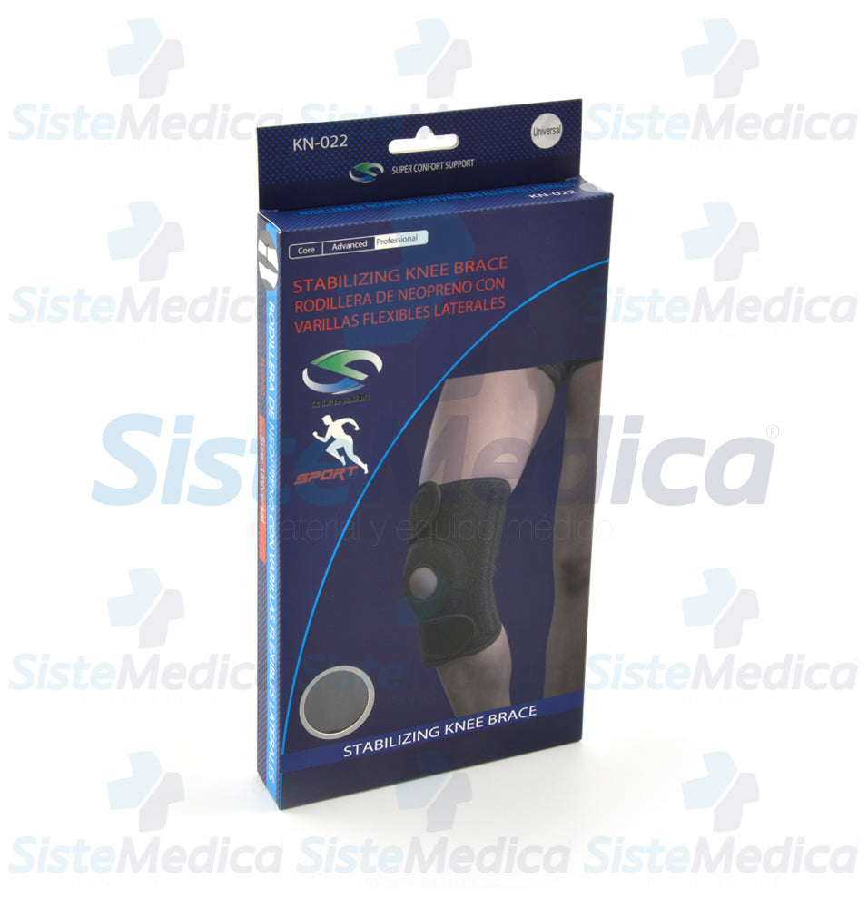 Rodillera de neopreno con varilla flexible