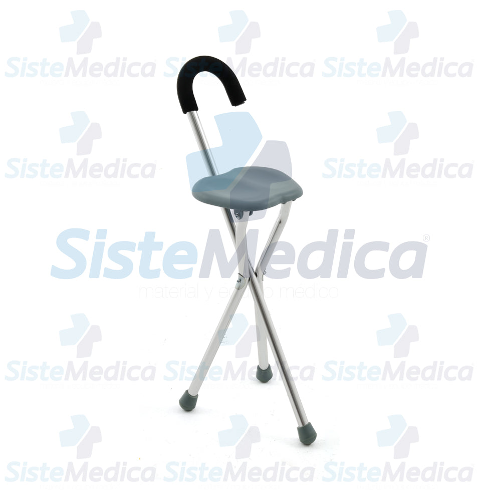 Bastón con banco con asiento ergonómico