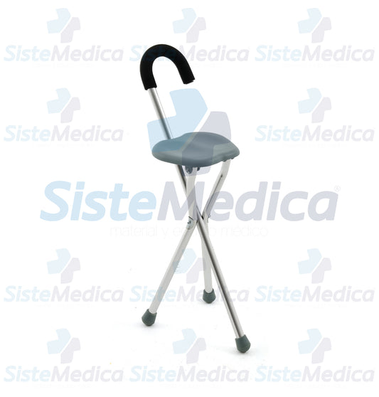 Bastón con banco con asiento ergonómico