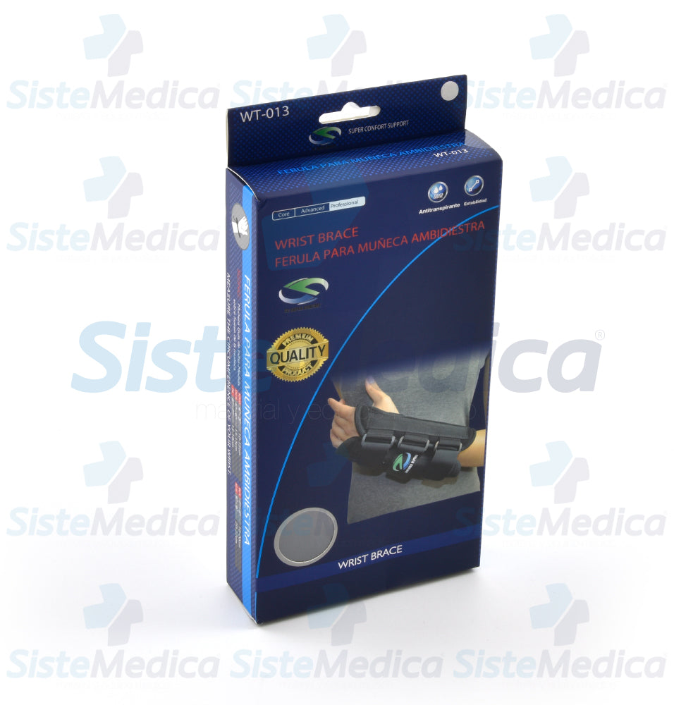 Muñequera para inmovilización ambidiestra con varilla