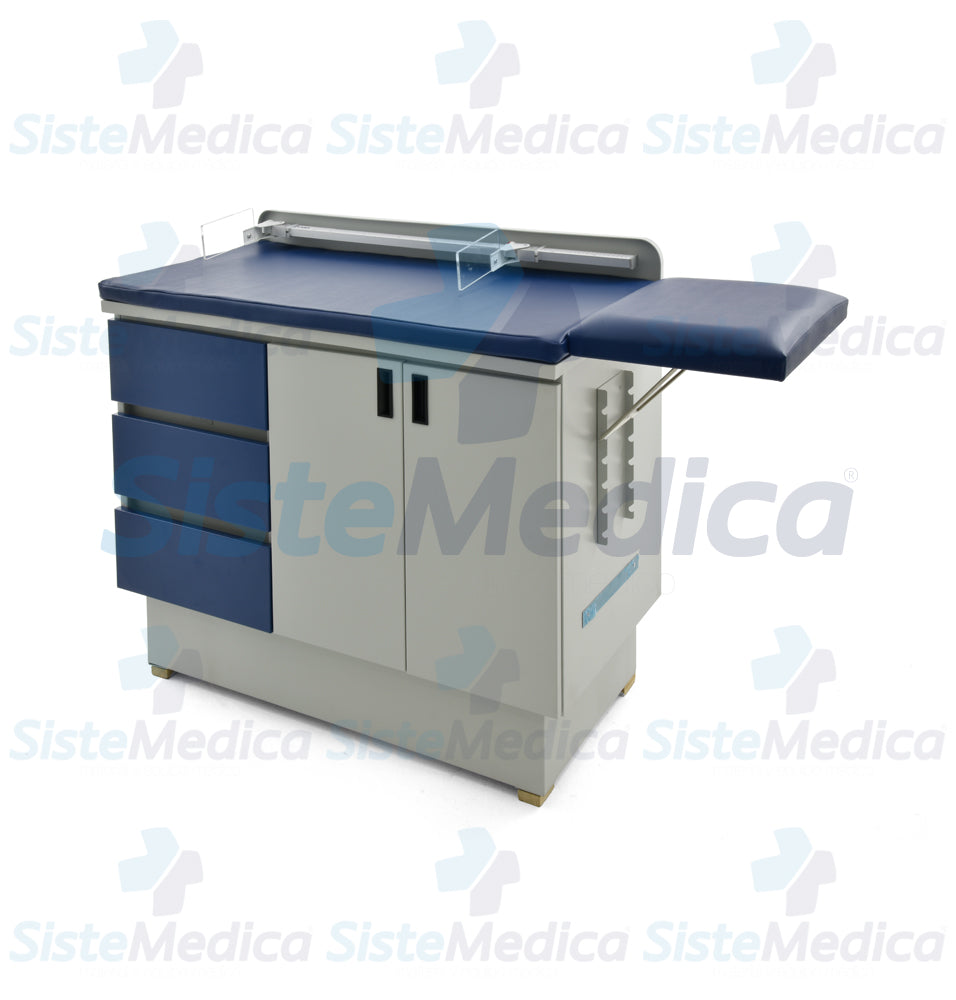Mesa para exploración pediátrica con gabinete