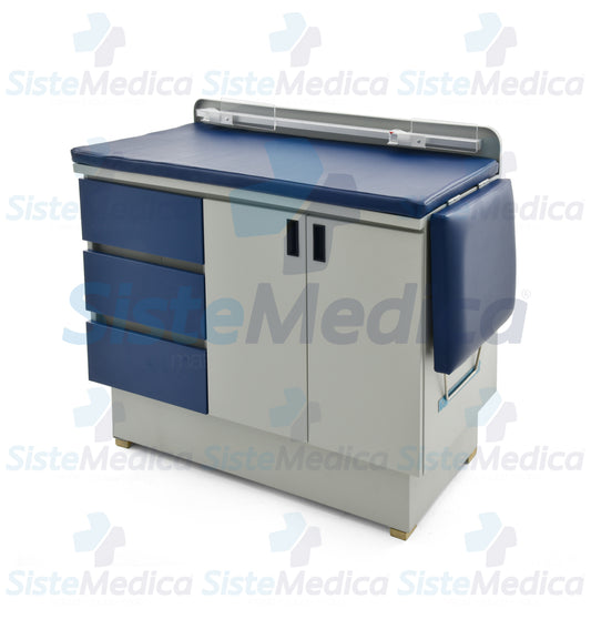 Mesa para exploración pediátrica con gabinete