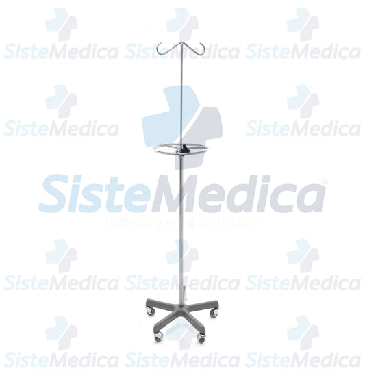 Porta sueros (venoclisis) con base pesada de fierro fundido quíntuple y agarradera perimetral