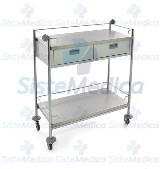 Carro auxiliar clínico con cajones