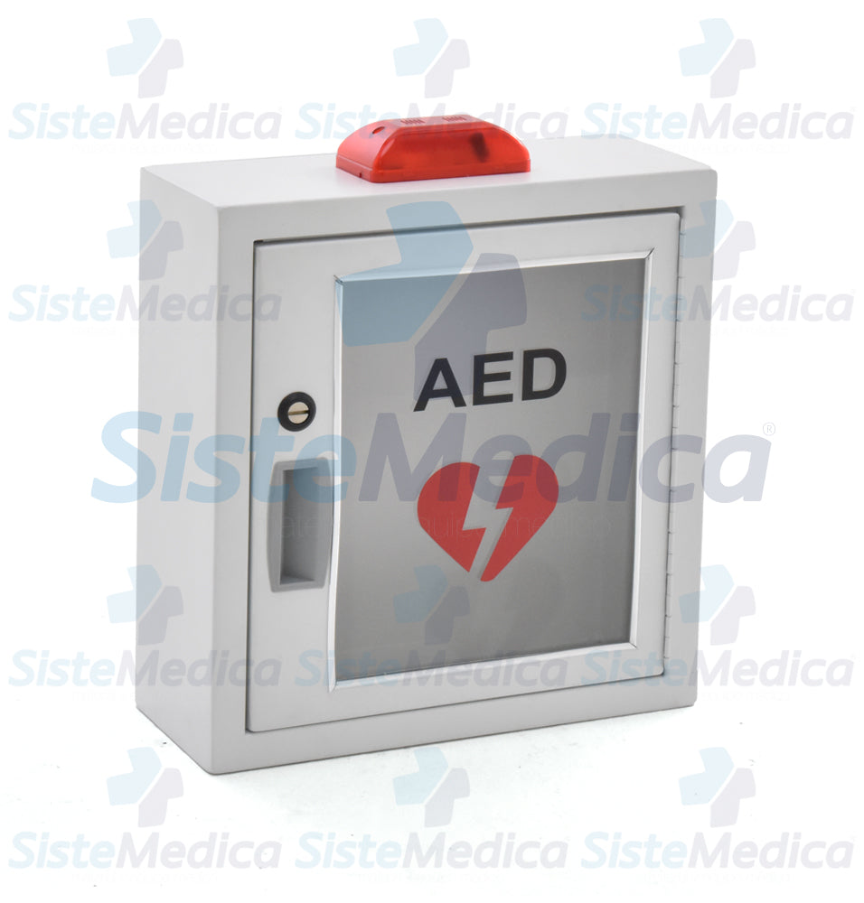 Gabinete para desfibrilador AED con alarma y estrobo