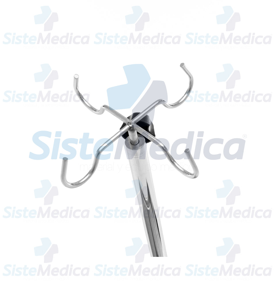 Porta sueros (venoclisis) base quintuple 4 ganchos con soporte para bomba de infusión