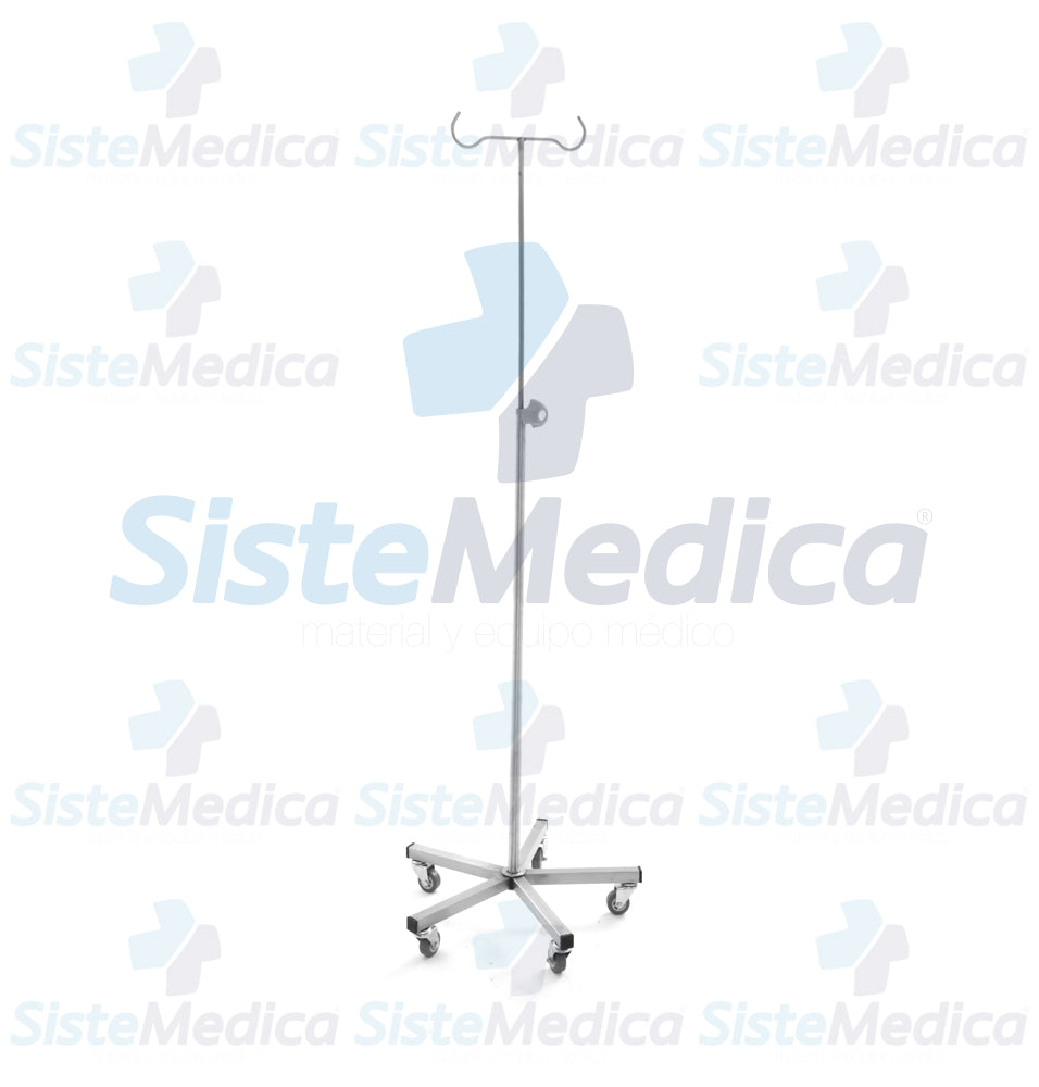 Porta sueros (venoclisis) de acero inoxidable con base quintuple