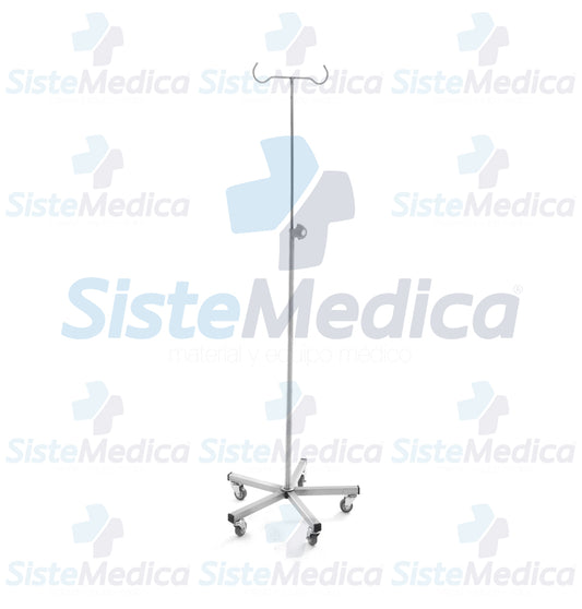 Porta sueros (venoclisis) de acero inoxidable con base quintuple